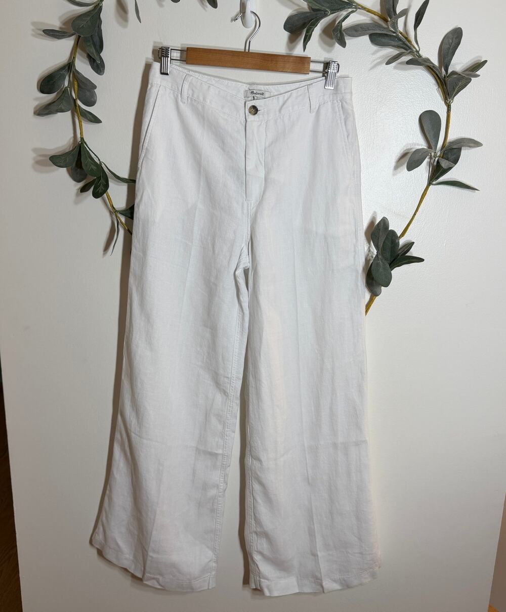 NWT Madewell White Wide Leg Linen Pants